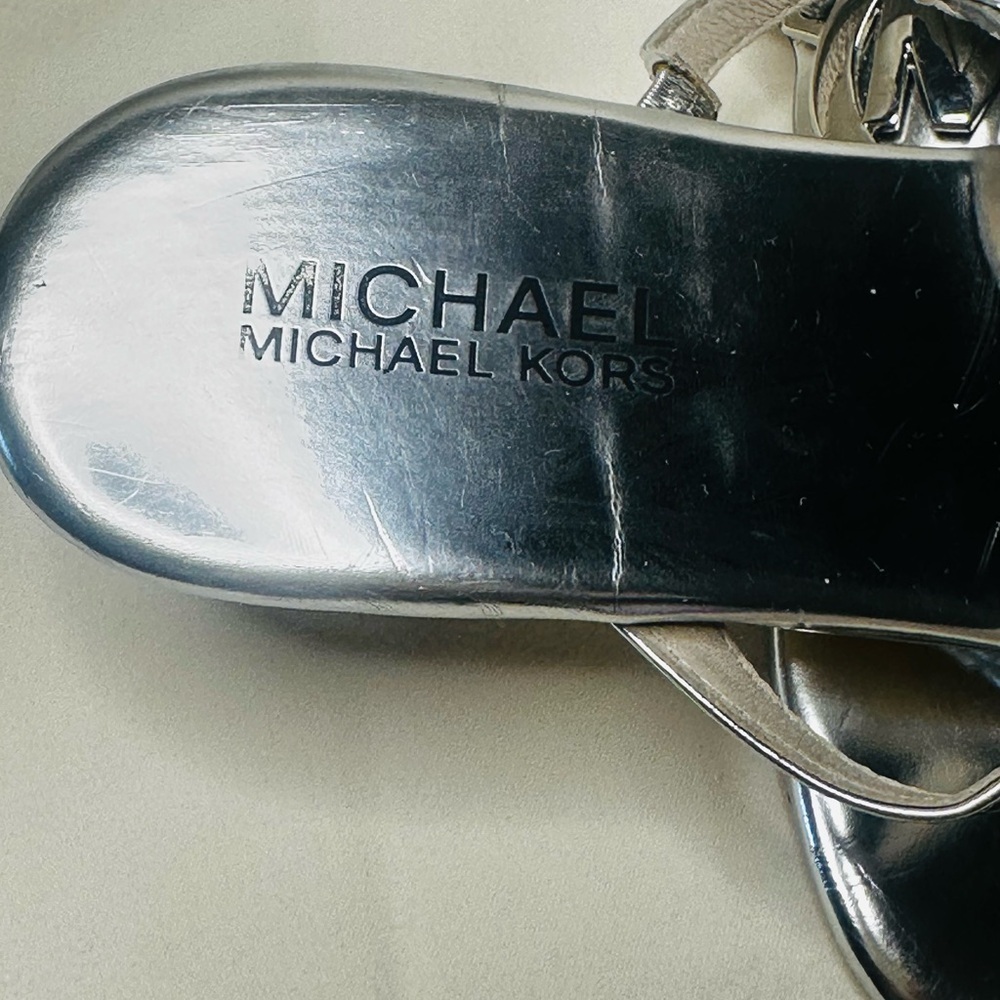 Michael Kors Metallic Silver Sandals - Picture 3 of 6